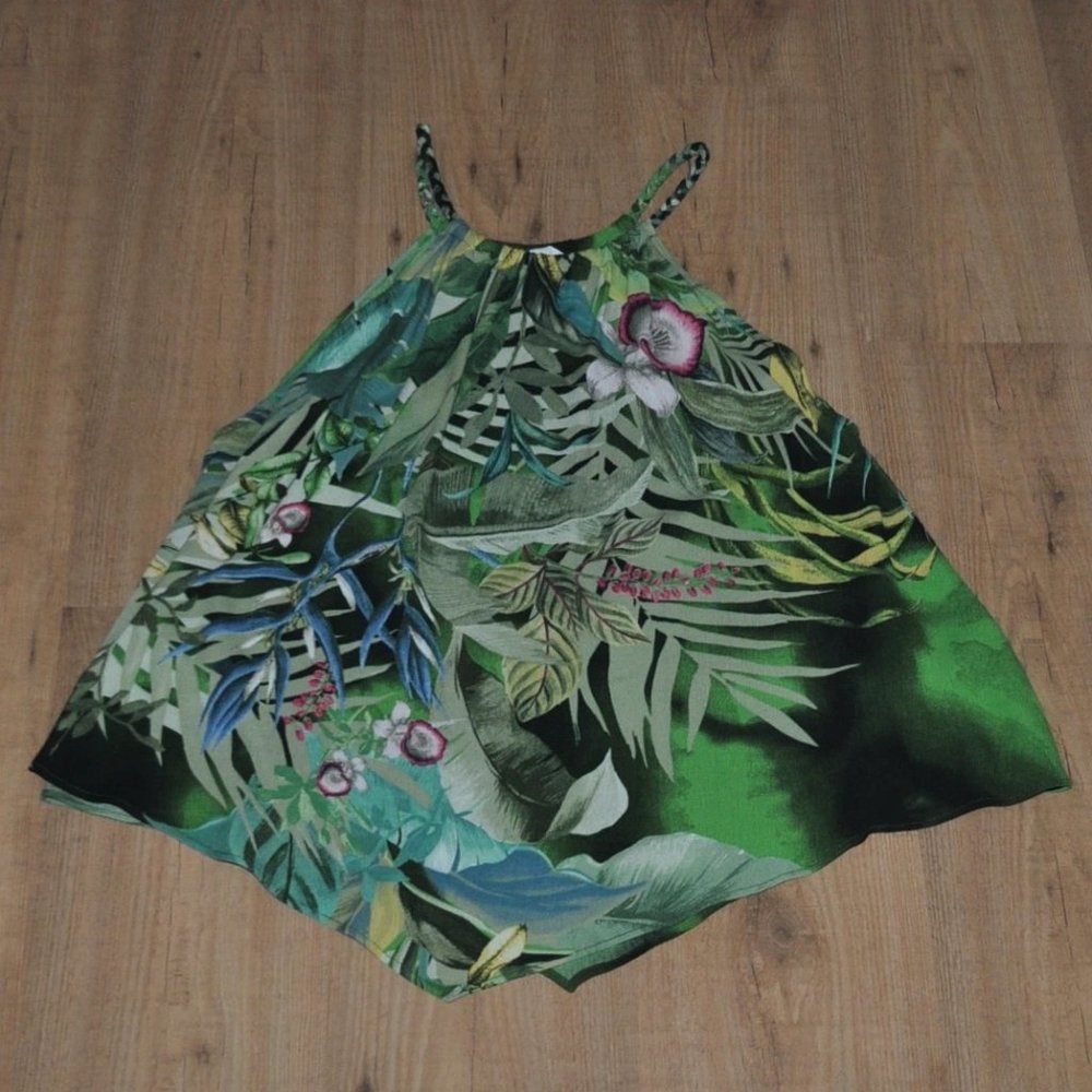 DESIGUAL women's green patterned tank top